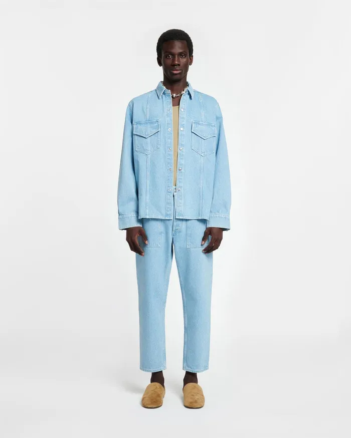 Nanushka Shirts Men Tristo Patch Pocket Denim Overshirt Eco Light Wash
