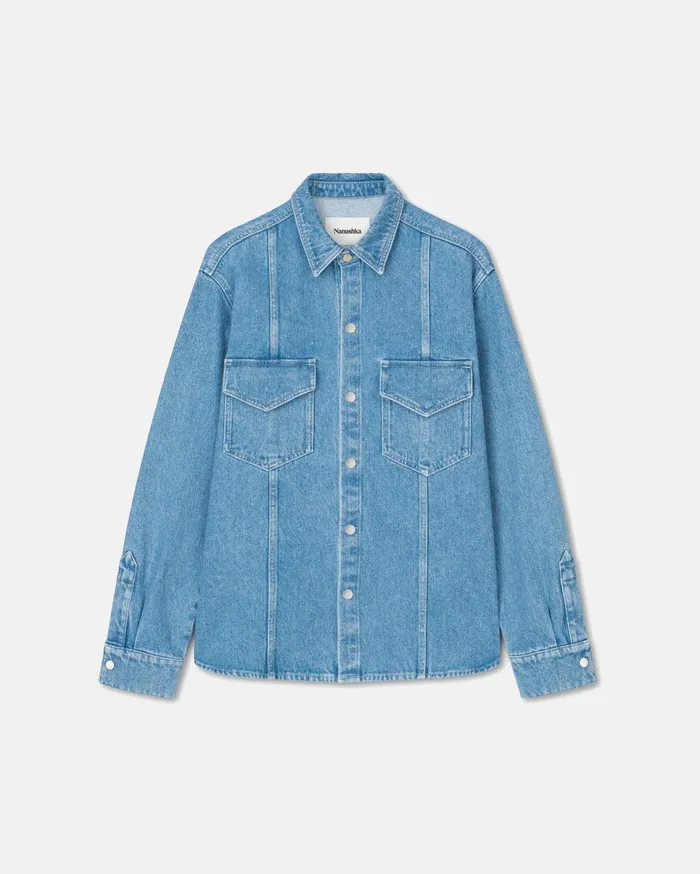 Nanushka Shirts Men Tristo Patch Pocket Denim Overshirt Eco Light Wash