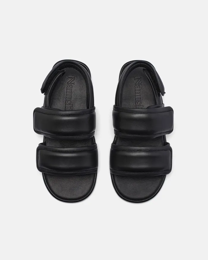 Nanushka Shoes Men Tarrus Mens Rounded Toe Padded Flat Sandals Black