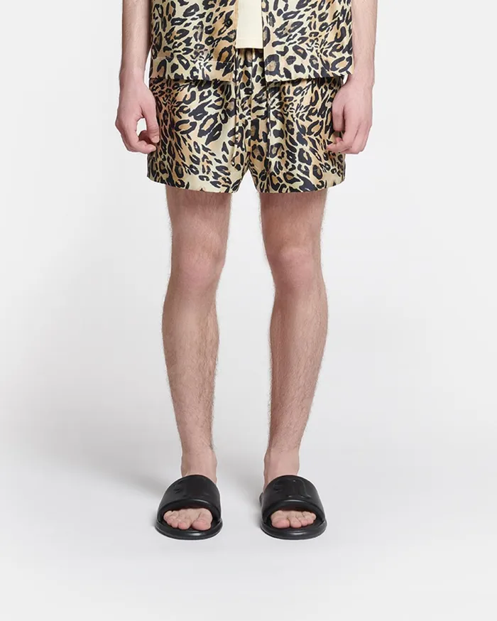 Nanushka Shorts Men Amil Printed SilkTwill Shorts Leopard
