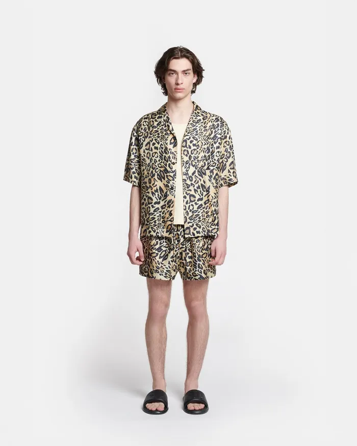Nanushka Shorts Men Amil Printed SilkTwill Shorts Leopard