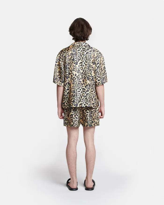 Nanushka Shorts Men Amil Printed SilkTwill Shorts Leopard