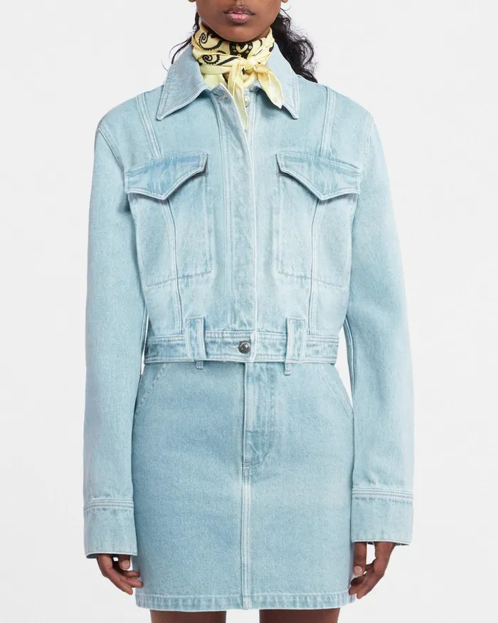 Nanushka Skirts Women Zazou Sale Denim Mini Skirt Sun Bleach