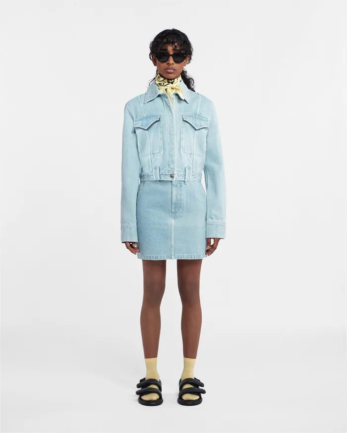 Nanushka Skirts Women Zazou Sale Denim Mini Skirt Sun Bleach