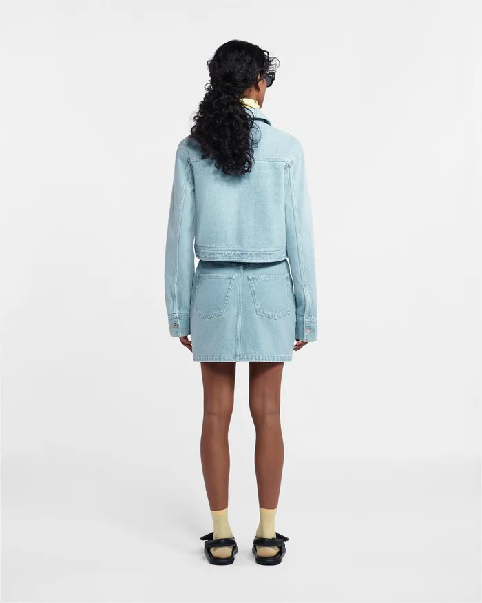 Nanushka Skirts Women Zazou Sale Denim Mini Skirt Sun Bleach