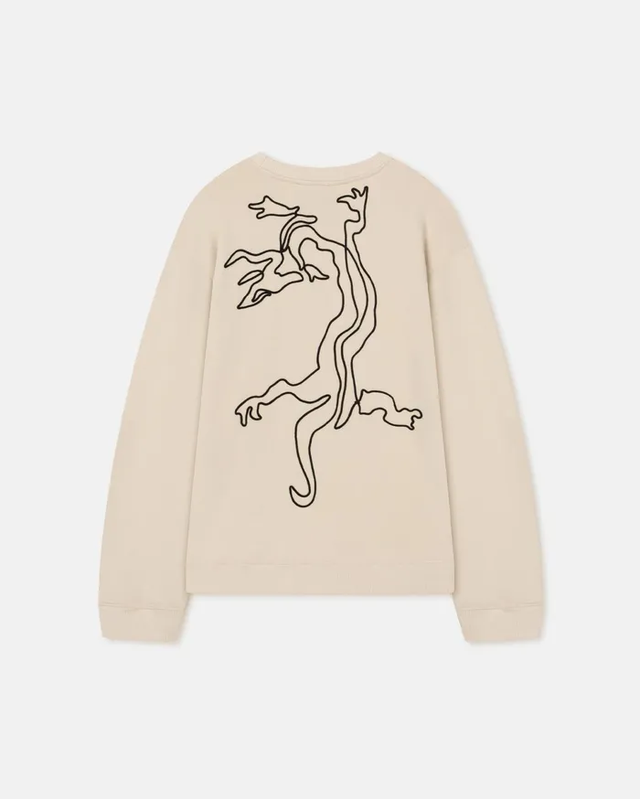 Nanushka Sweatshirts MenWomen Remy Fleece Sweatshirt CremeBlack Dragon Embroidery