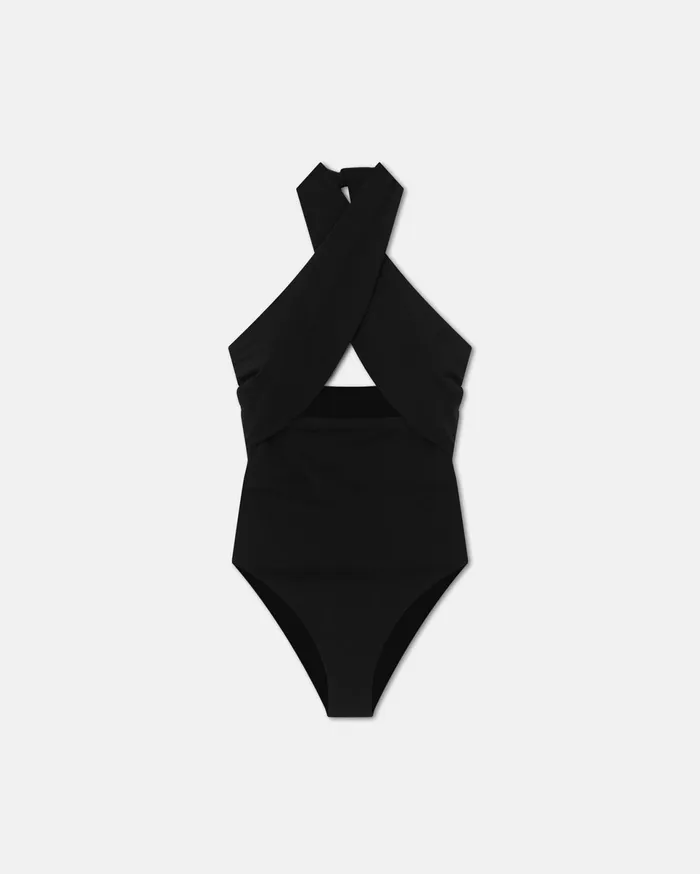 Nanushka Swimwear Women Milana Crossover Halterneck Swimsuit Anthracite