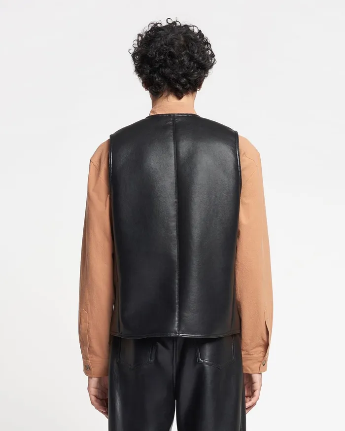 Nanushka TShirts and Vests Men Luben Regenerated Leather Vest Black Brown