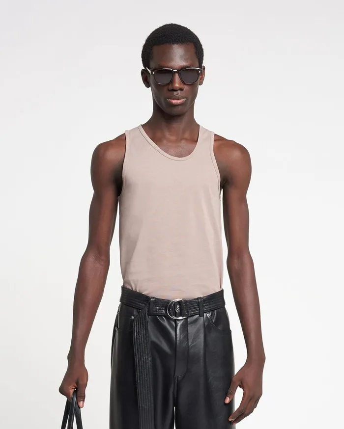 Nanushka Tops Men Aziz Organically Grown Cotton Tank Top Nut