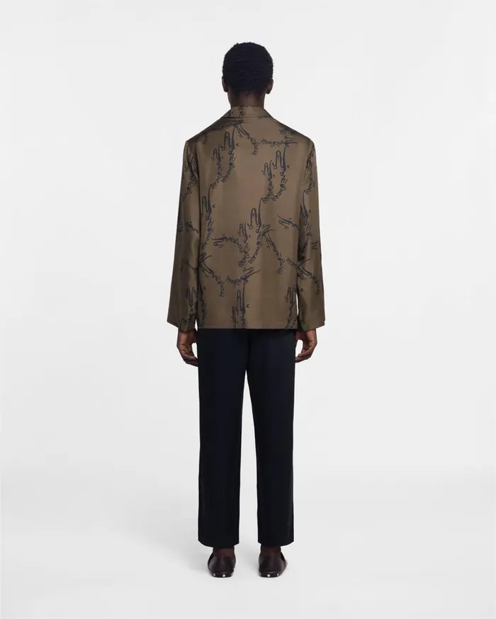 Nanushka Tops Men Jelmer Printed SilkTwill Shirt Khaki