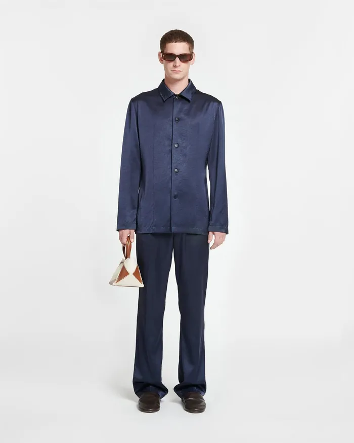 Nanushka Tops Men Jondar Satin Shirt Navy