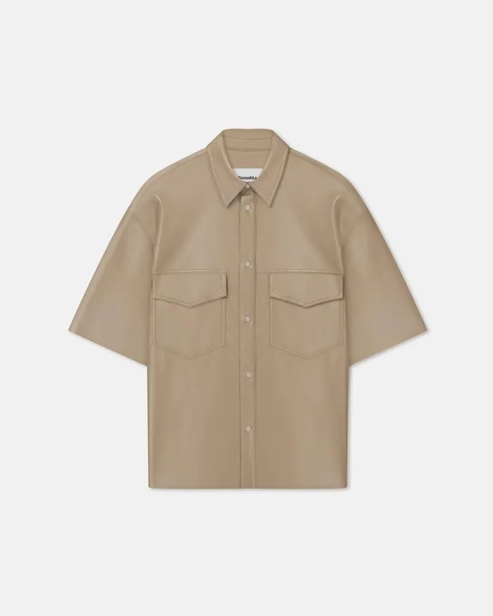 Nanushka Tops Men Mance Okobor AltLeather Shirt Ashy Taupe
