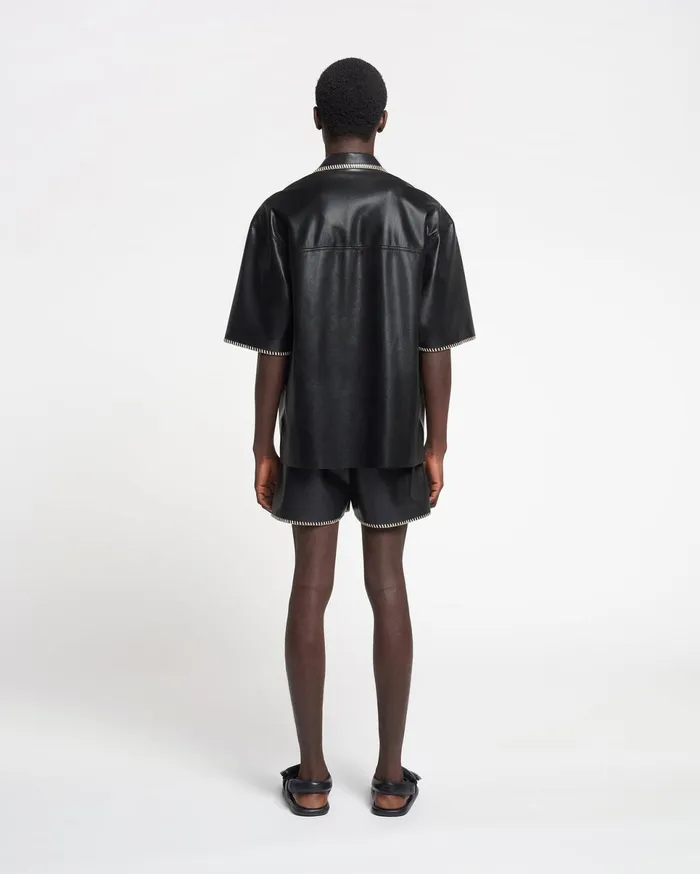 Nanushka Tops Men Mance RaffiaTrimmed Okobor AltLeather Jacket Black