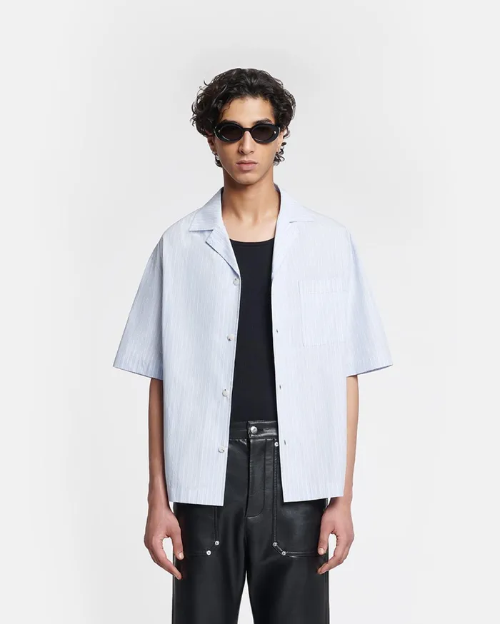 Nanushka Tops Men Maxton Striped Shirt BlueBeigeWhite