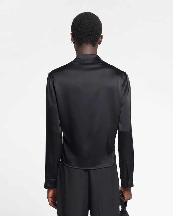 Nanushka Tops Men Tebbe Slip Satin Wrap Shirt Black