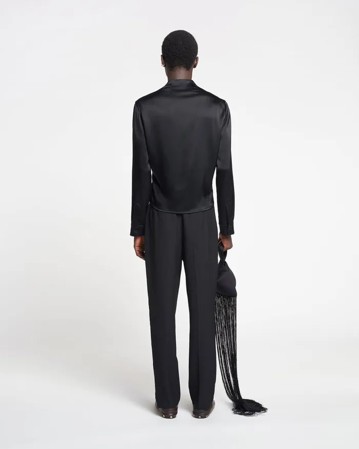 Nanushka Tops Men Tebbe Slip Satin Wrap Shirt Black