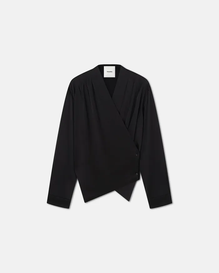 Nanushka Tops Men Tebbe Slip Satin Wrap Shirt Black
