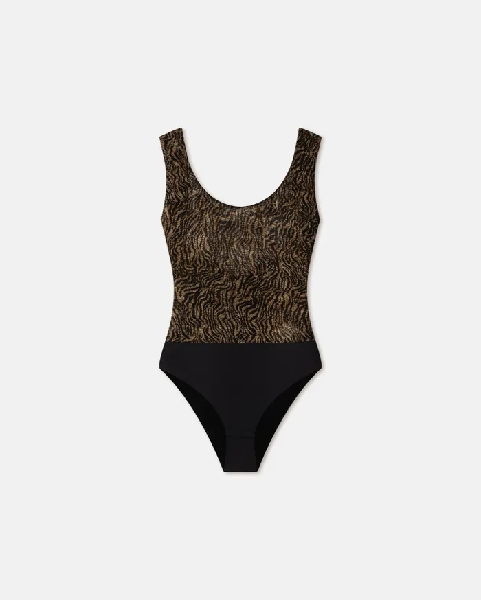 Nanushka Tops Women Alixe Smocked Chiffon Bodysuit Zebra