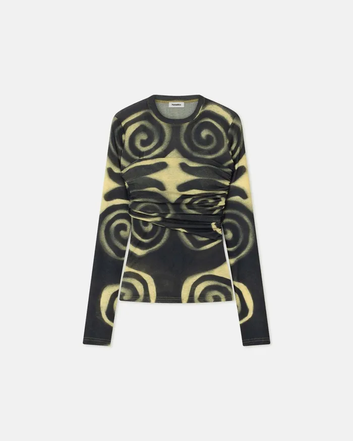 Nanushka Tops Women Deva Draped MeshJersey Top Spiral Spray