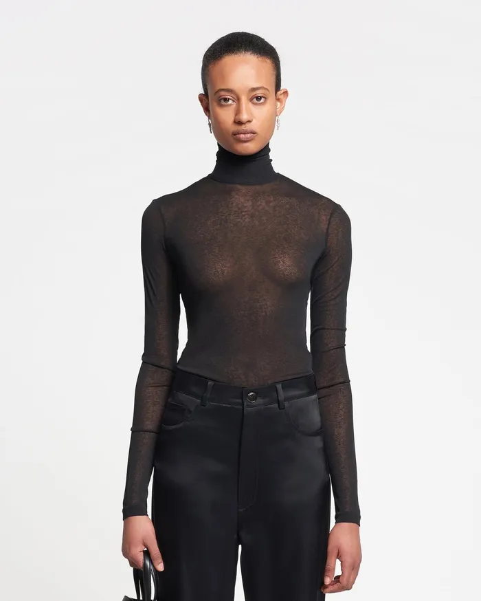 Nanushka Tops Women Harri MeshJersey Turtleneck Top Black