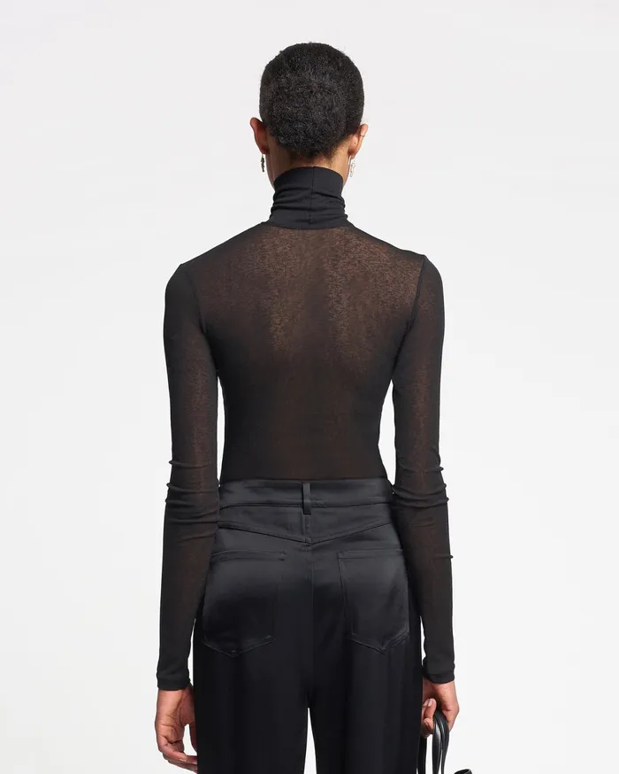 Nanushka Tops Women Harri MeshJersey Turtleneck Top Black