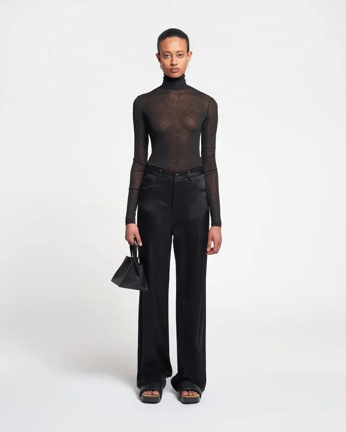 Nanushka Tops Women Harri MeshJersey Turtleneck Top Black