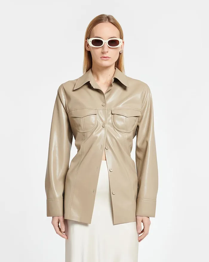 Nanushka Tops Women Karline Okobor AltLeather Shirt Ashy Taupe