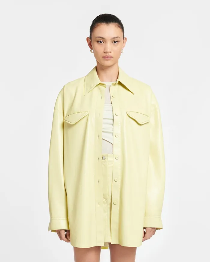 Nanushka Tops Women Kaysa Okobor AltLeather Shirt Lemongrass