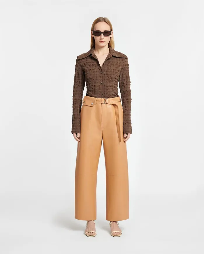 Nanushka Tops Women Lotte Checked Seersucker Shirt Dark Brown