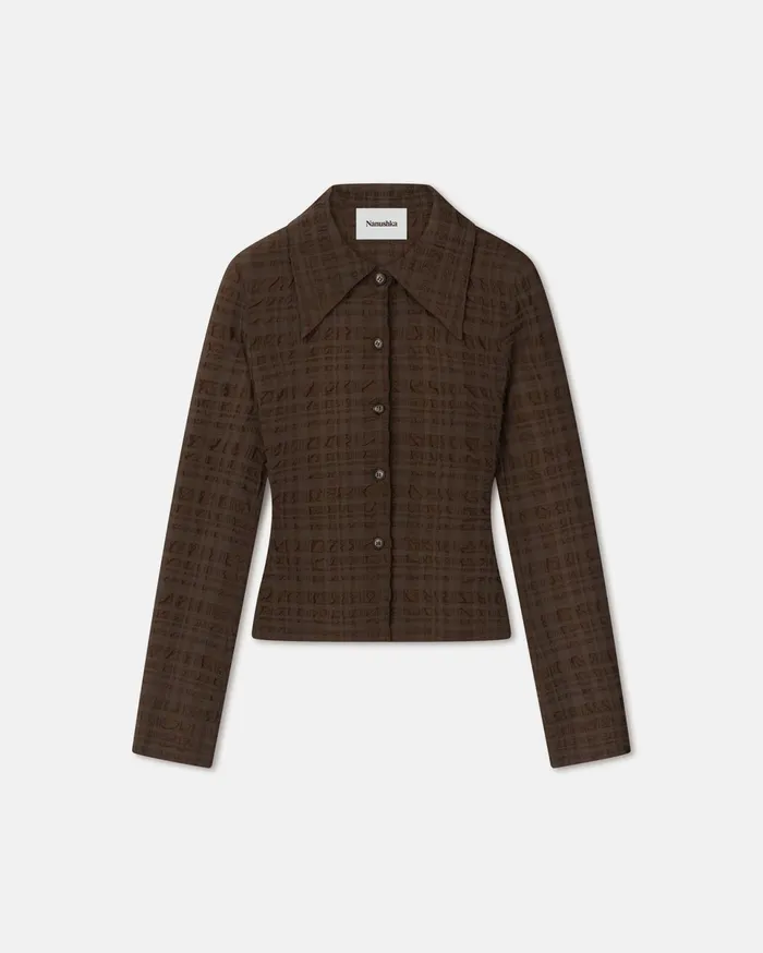 Nanushka Tops Women Lotte Checked Seersucker Shirt Dark Brown