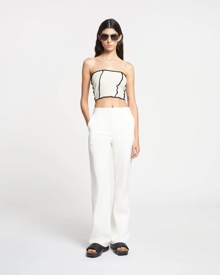 Nanushka Tops Women Luisa Patchwork MeshJersey Tube Top White WaxBlack