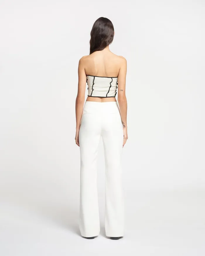 Nanushka Tops Women Luisa Patchwork MeshJersey Tube Top White WaxBlack