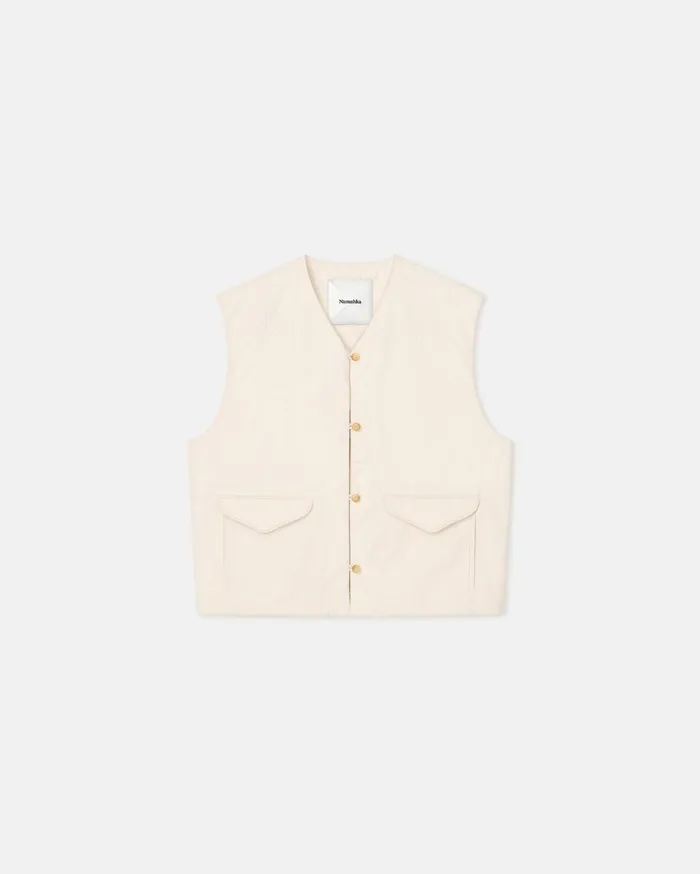 Nanushka Tops Women Maie Quilted Heavy Poplin Vest Creme