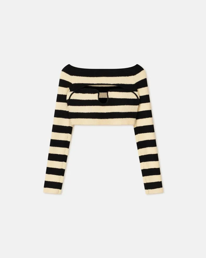 Nanushka Tops Women Marnin Striped TerryKnit Top CremeOff Black