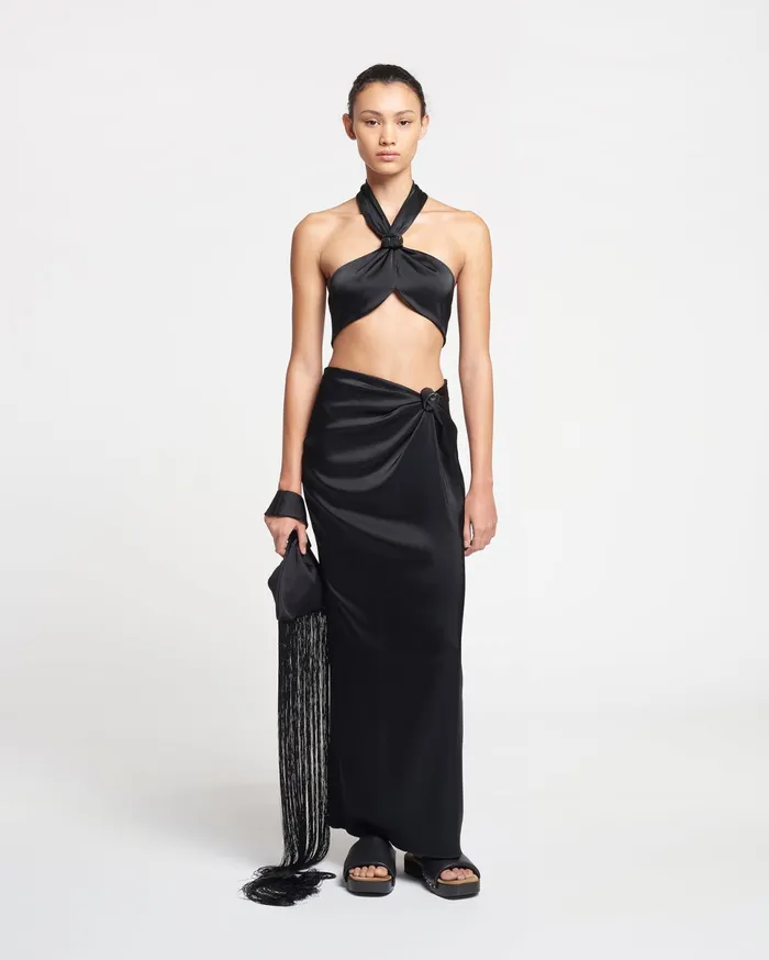 Nanushka Tops Women Maru Knotted Slip Satin Bralette Black