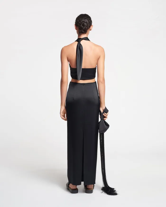 Nanushka Tops Women Maru Knotted Slip Satin Bralette Black
