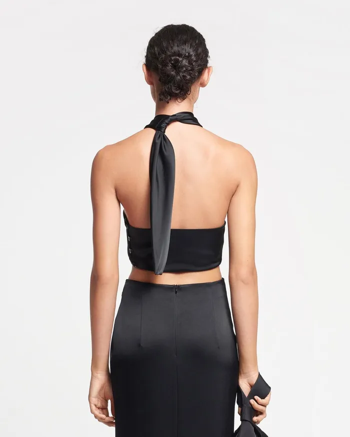 Nanushka Tops Women Maru Knotted Slip Satin Bralette Black