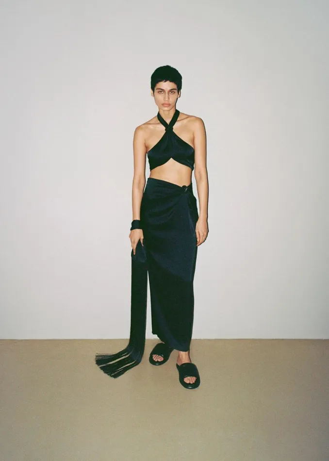 Nanushka Tops Women Maru Knotted Slip Satin Bralette Black