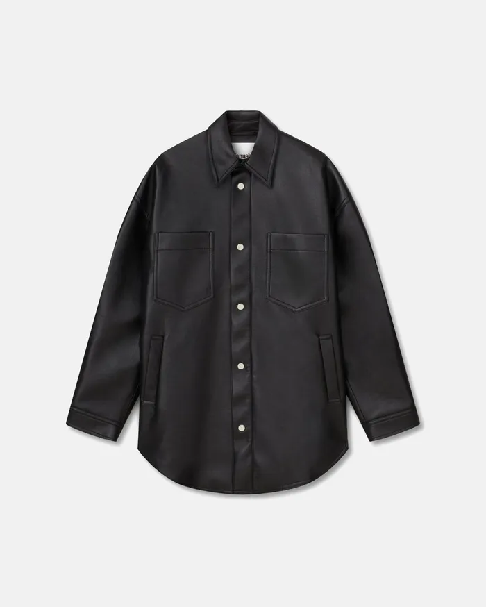 Nanushka Tops WomenMen Martin Regenerated Leather Overshirt Black