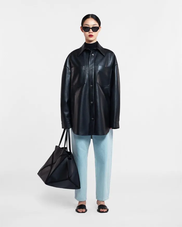 Nanushka Tops WomenMen Martin Regenerated Leather Overshirt Black