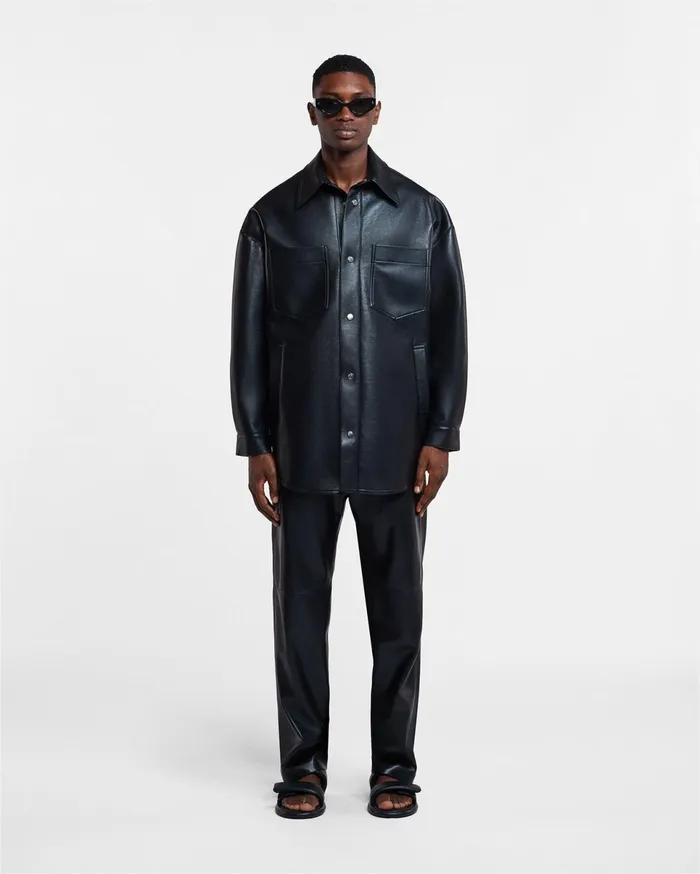 Nanushka Tops WomenMen Martin Regenerated Leather Overshirt Black