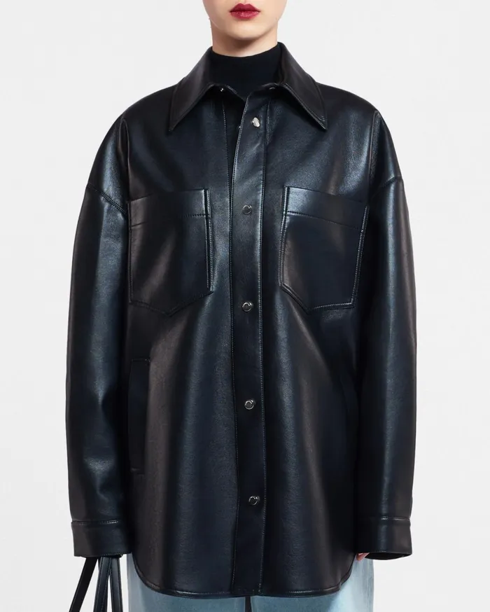 Nanushka Tops WomenMen Martin Regenerated Leather Overshirt Black