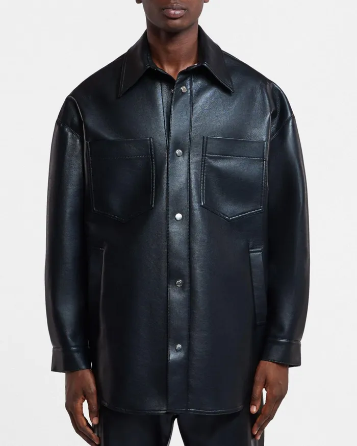 Nanushka Tops WomenMen Martin Regenerated Leather Overshirt Black