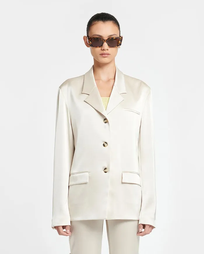 Nanushka Tops Women Patri Slip Satin Blazer Creme