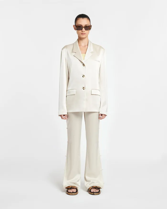 Nanushka Tops Women Patri Slip Satin Blazer Creme
