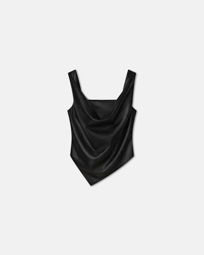 Nanushka Tops Women Petra Sleeveless Draped Okobor Top Black