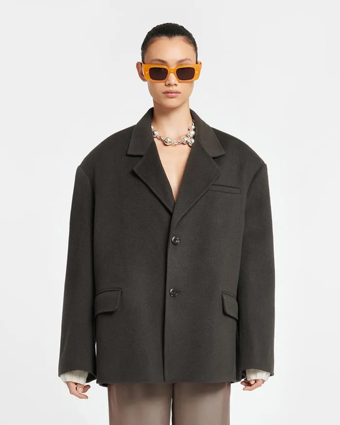 Nanushka Tops Women Sea Double Wool And Silk Blend Blazer Anthracite