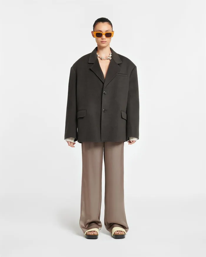 Nanushka Tops Women Sea Double Wool And Silk Blend Blazer Anthracite