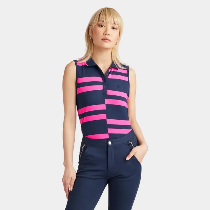 Offset Stripe Tech Piqu Sleeveless Polo Twilight Women GFORE Tops