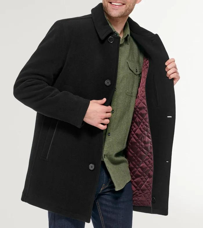 Outerwear Men Cole Haan Wool Car Coat Black Outerwear Men Cole Haan Wool Car Coat Black
